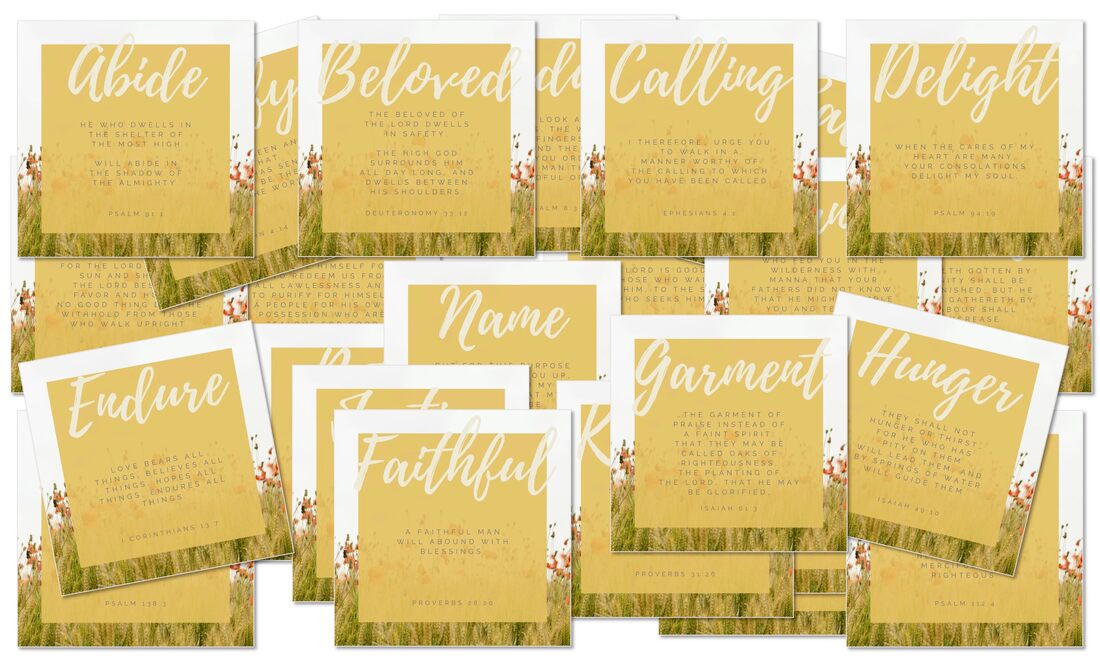 The aBCs of God's Love Letter Scripture memory card layout